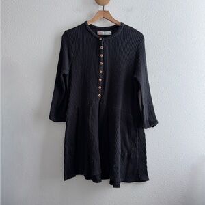 Free People Beach Black Ribbed Dress